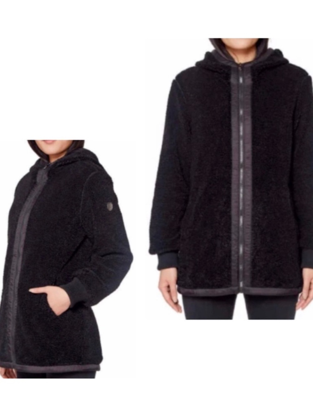 1 Madison Expedition Sz XL Black Faux Fur Fuzzy Hooded Jacket Insulated Sherpa